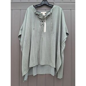 Lovestitch Green Blouse Size OS  Smocked Boho‎ Top Women's NEW